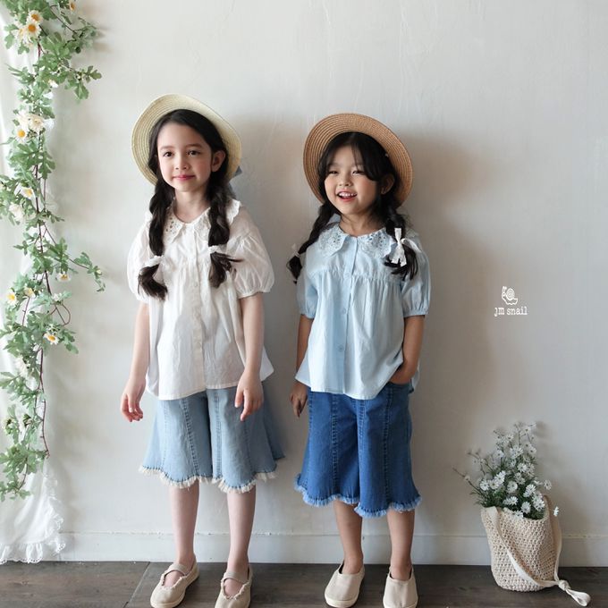 韓國 Jmsnail - 鬆緊腰褲管剪裁抽鬚牛仔褲-深藍