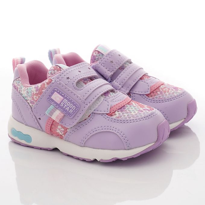 Moonstar日本月星 - 月星速乾機能運動款(中小童段)-運動鞋-紫/花