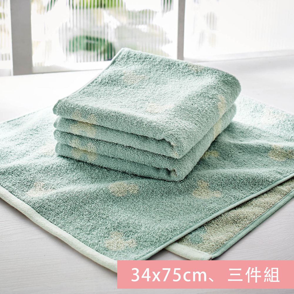 日本千趣會 - 迪士尼 純棉長毛巾三件組-米奇頭-藍 (34x75cm)
