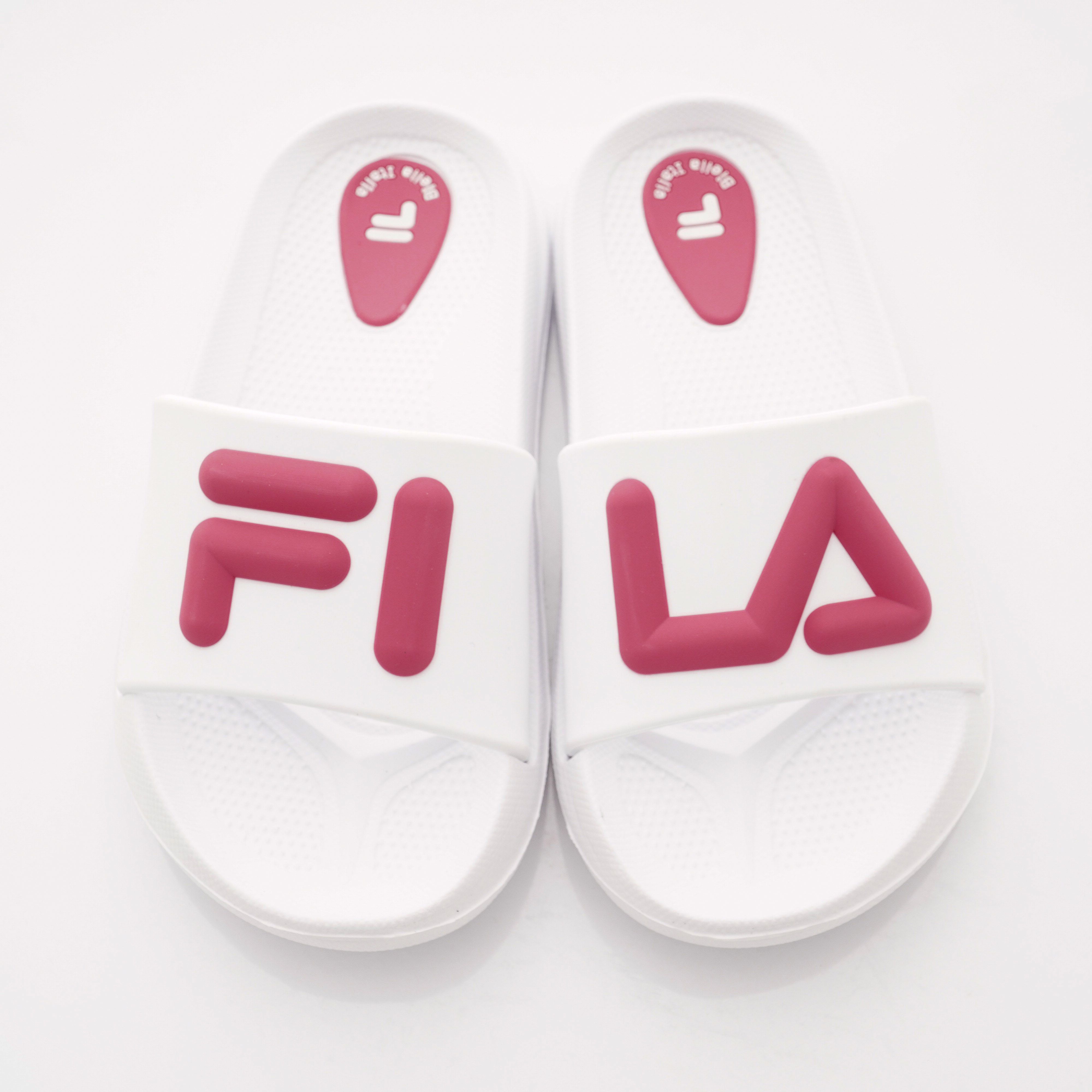 FILA - LOGO拖鞋款(中小童段)-白桃
