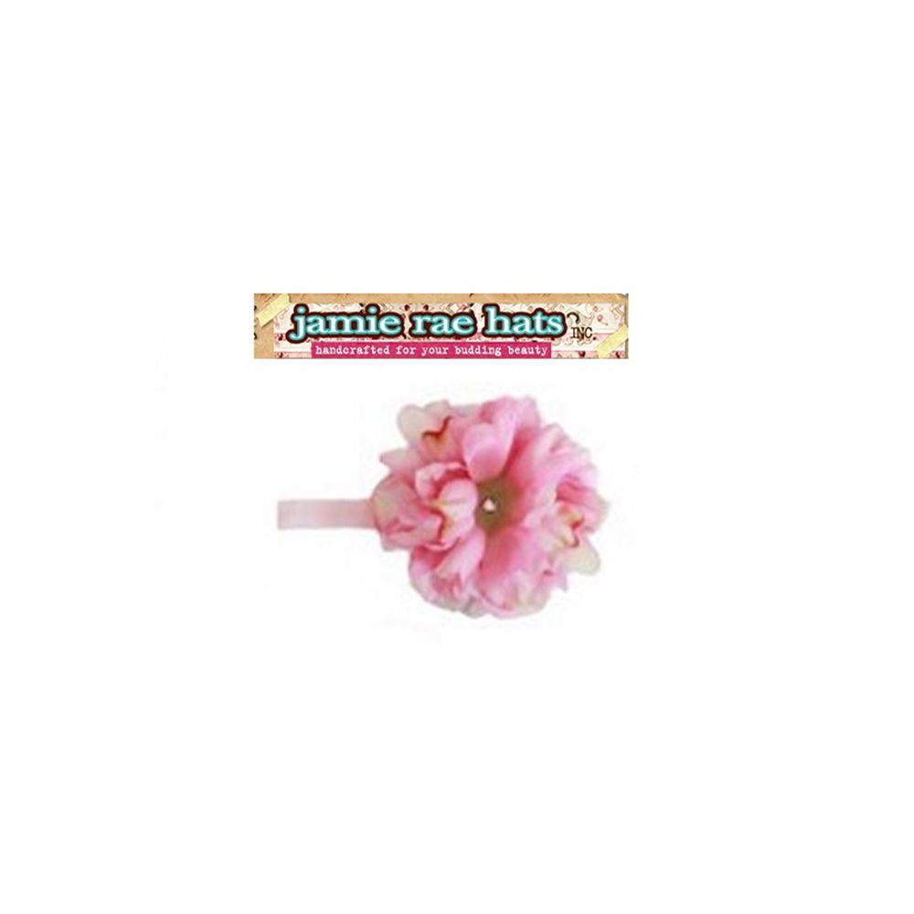 美國 Jamie Rae - 100%純棉髮帶-淡粉細髮帶+淡粉小牡丹 (18M-4Y)