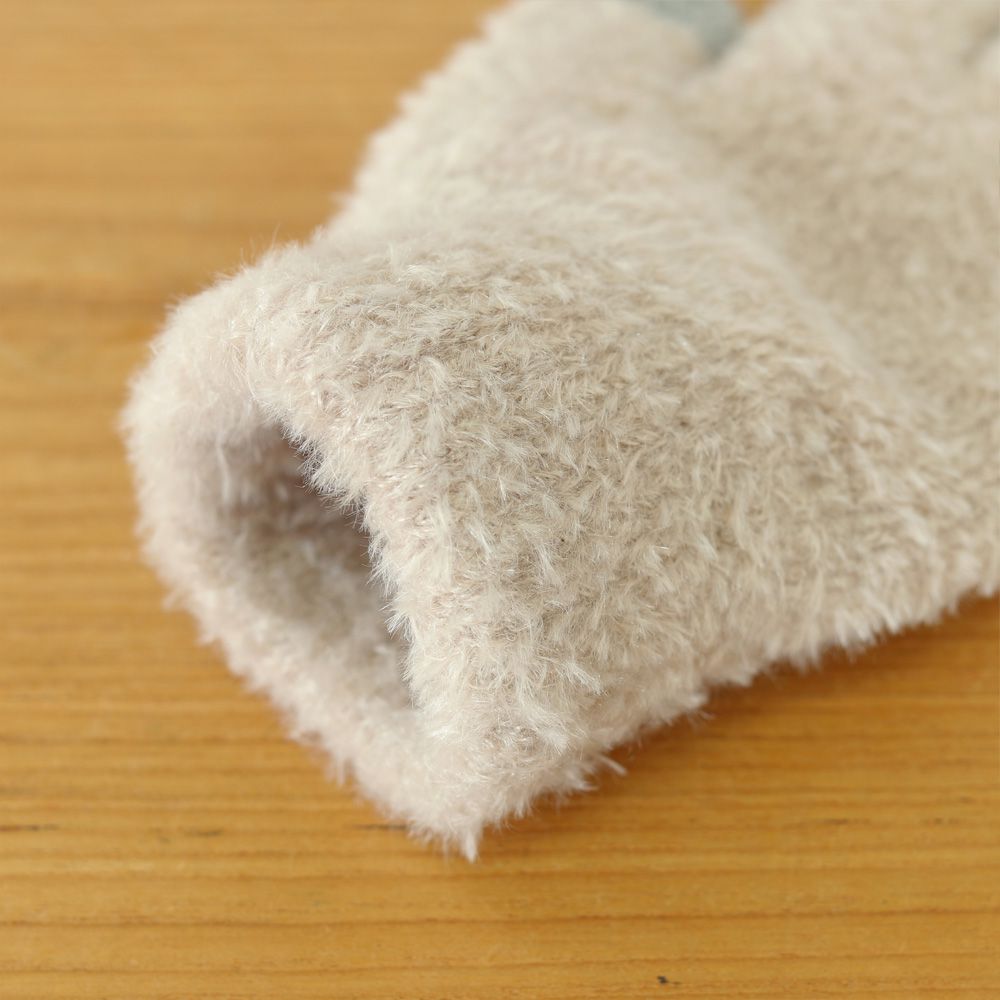 日本 TOMO - 大人可觸控短絨保暖手套-小刺蝟-紅棕