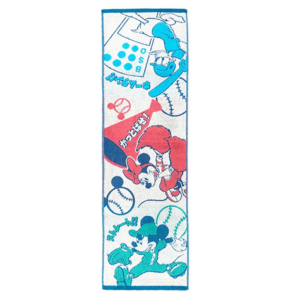 日本代購 - 卡通長型運動毛巾-米奇米妮棒球 (34x100cm)
