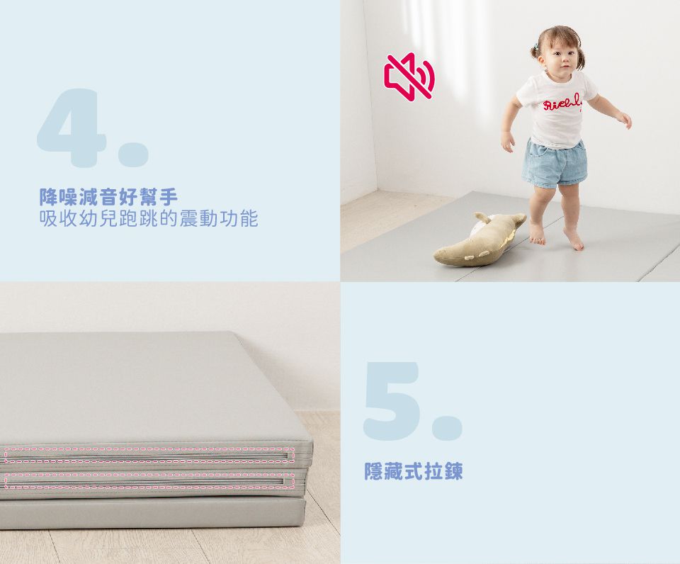 Kikimmy - 兒童摺疊雙面地墊-灰白 (180cmx150cmx4cm)-5kg