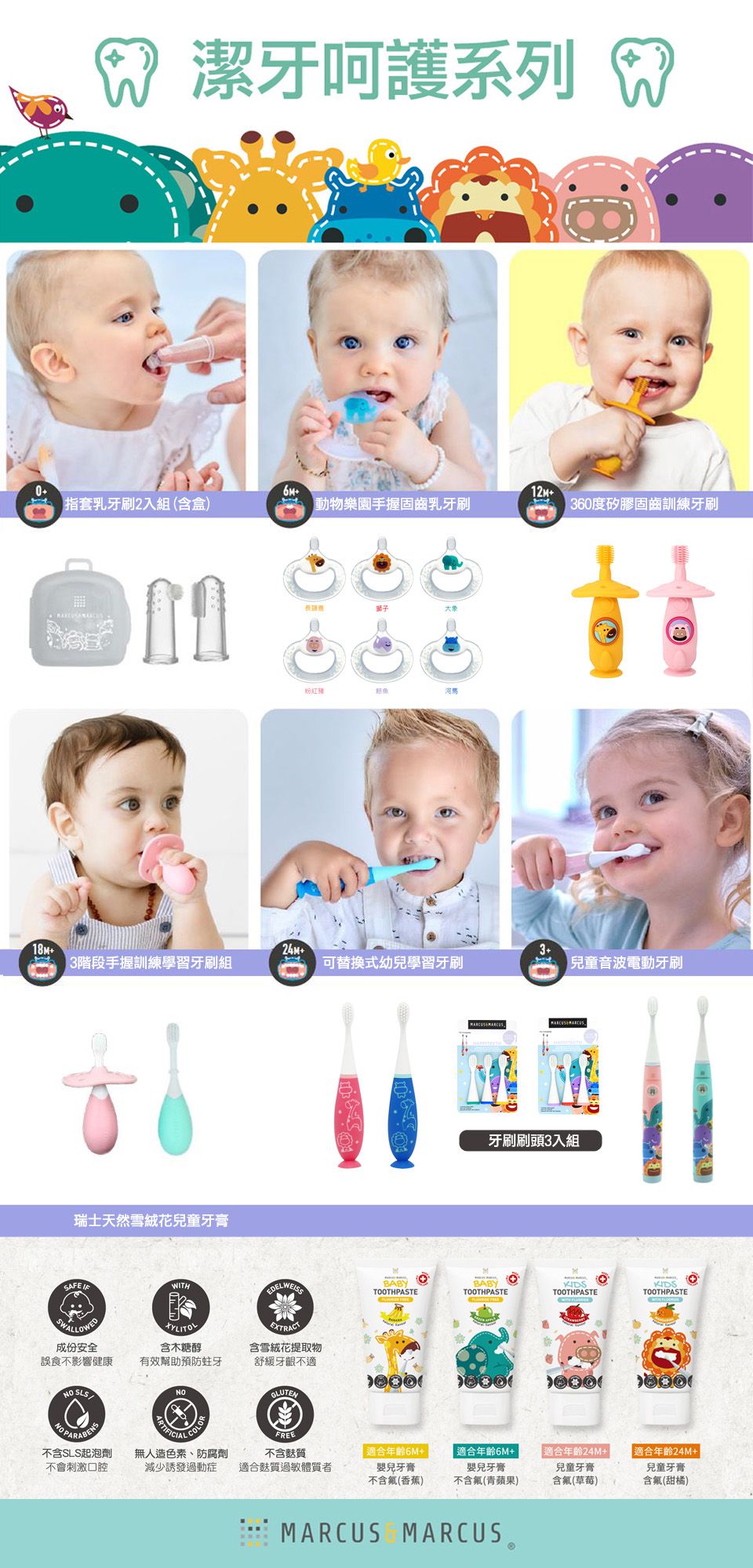 MARCUS＆MARCUS - 瑞士天然雪絨花兒童牙膏-草莓(含氟)