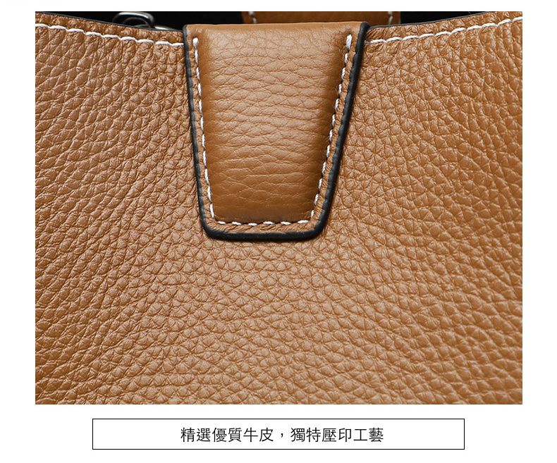 真皮小水桶單肩斜挎包-附2種背帶-酒紅色 (19.5x20x12cm)