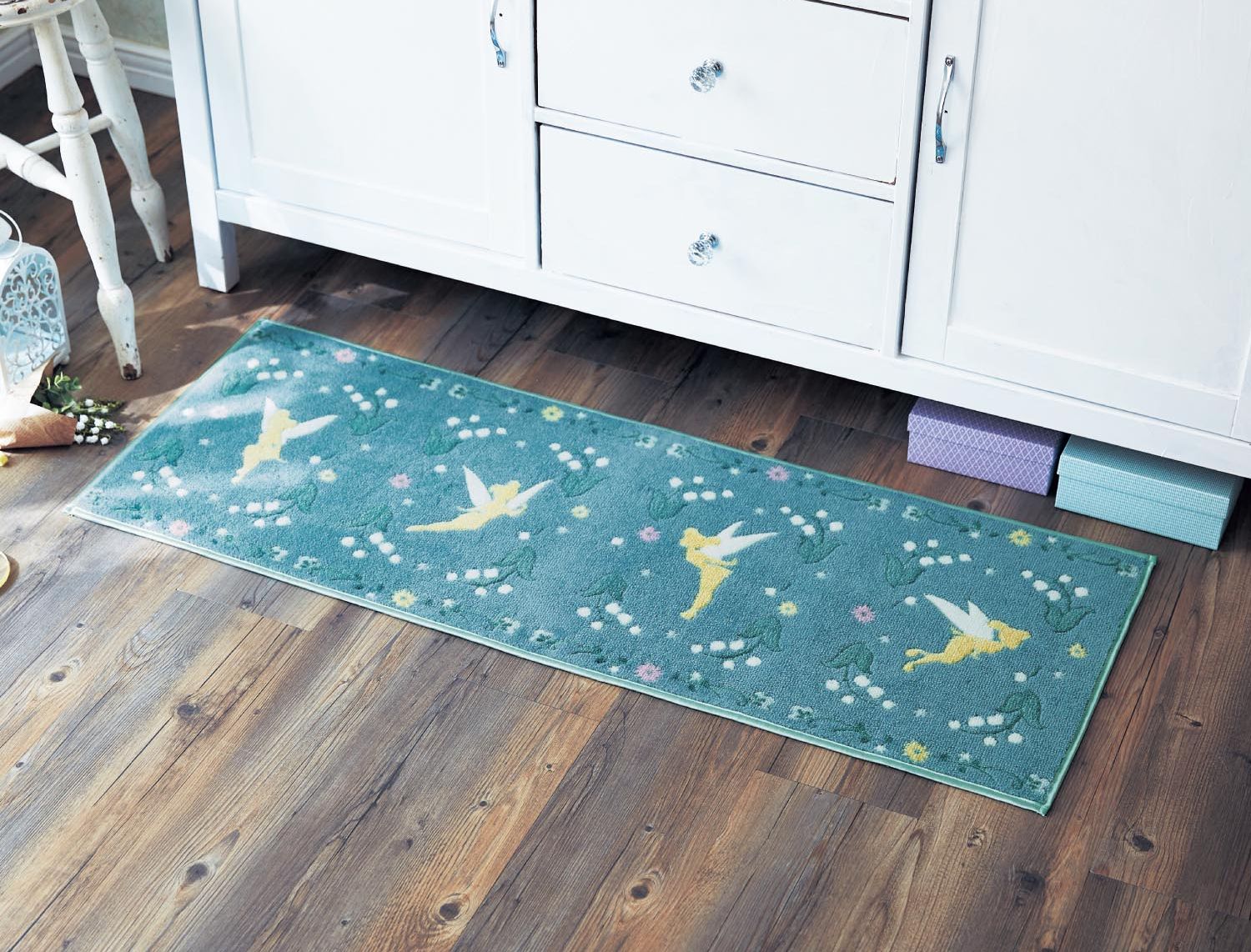 日本千趣會 - mini labo 去泥污腳踏墊-法蘭西花朵-藍綠