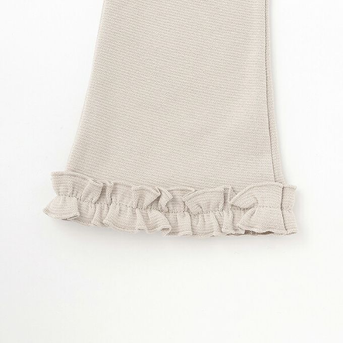 日本 Lycee mine - 彈力荷葉邊微喇叭長褲-摩卡棕