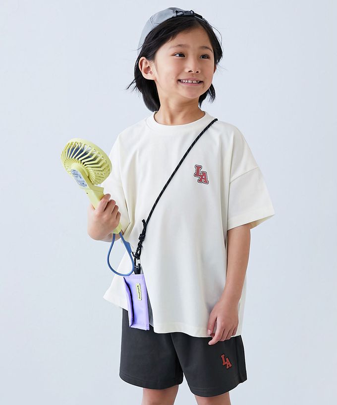 日本 devirock - 接觸涼感 寬版清爽短袖套裝-英文標語-灰黑