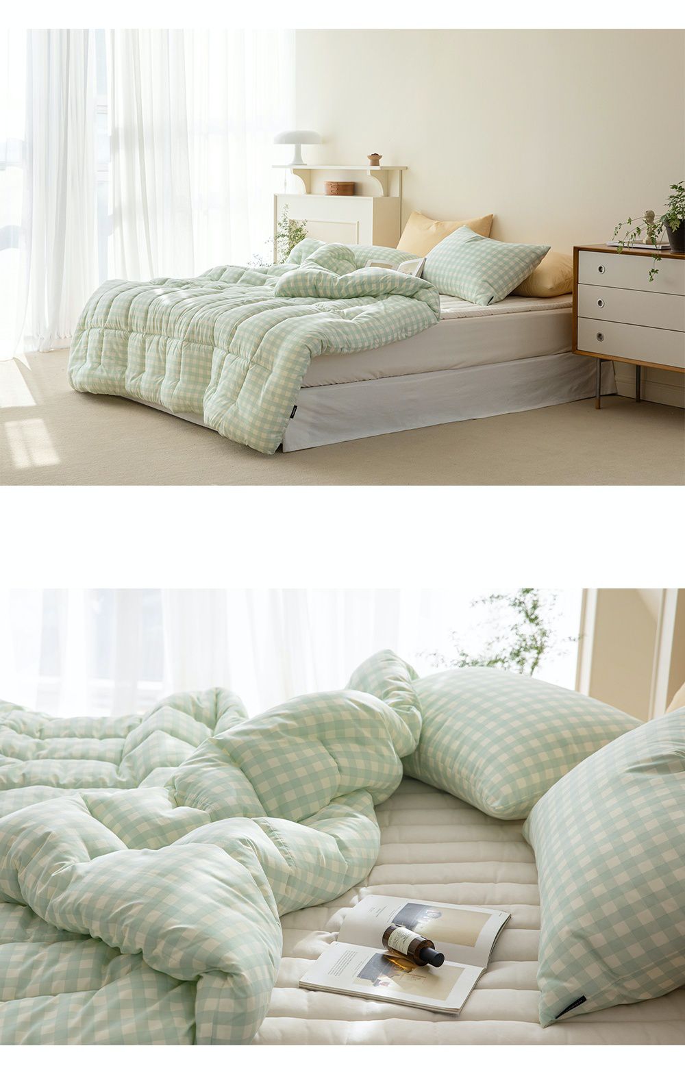 韓國 Maatila - 可水洗超細纖維桃皮感四季被-綠茶鬆餅