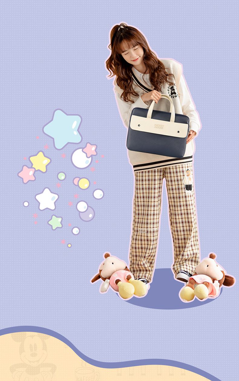 迪士尼手提電腦包-MICKEY MOUSE-深藍+米白