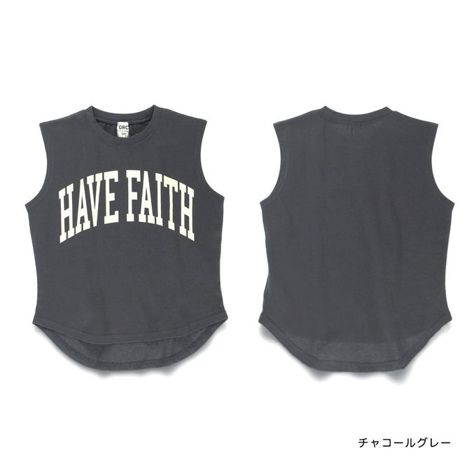 日本 BRANSHES - 簡約英文標語無袖上衣-灰藍