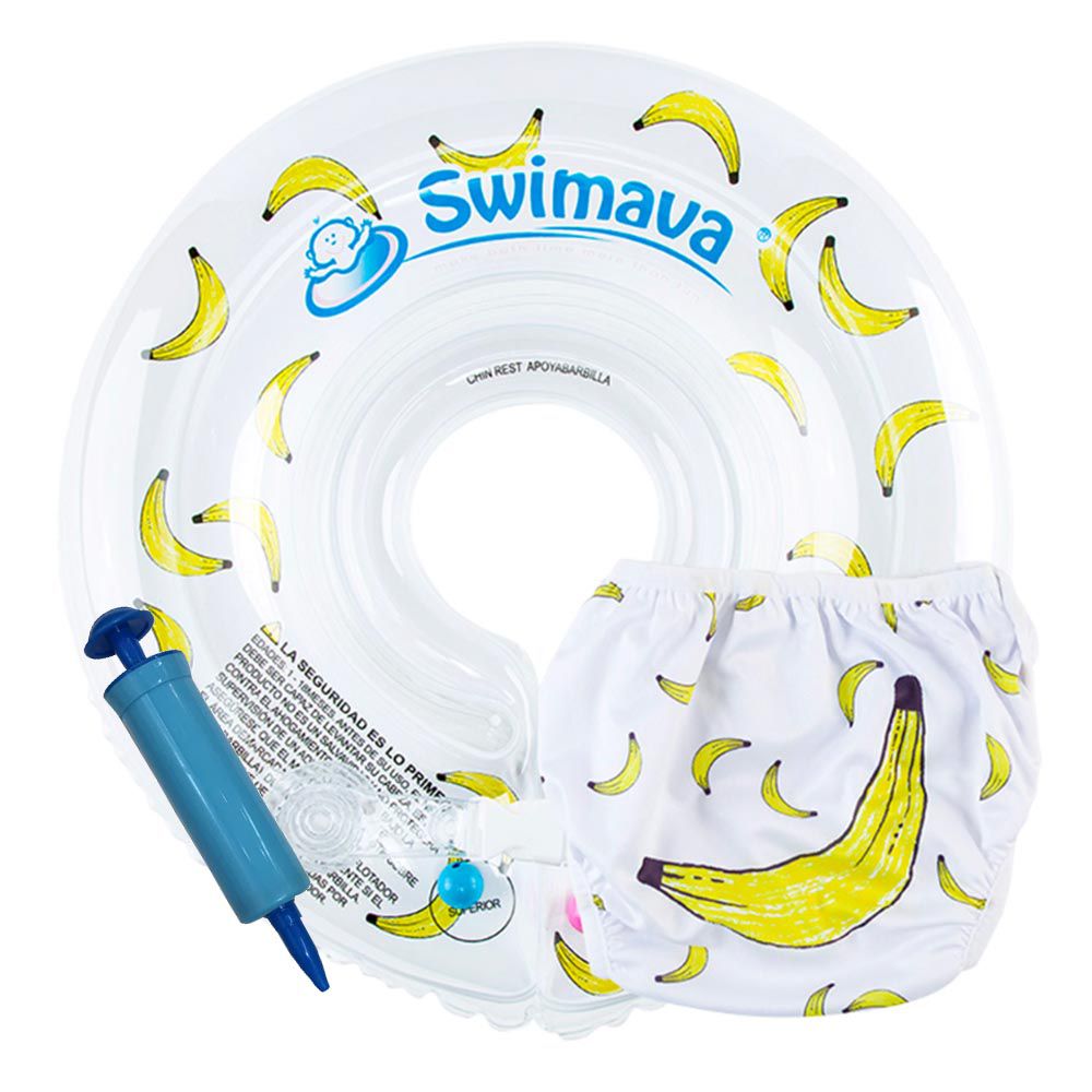 Swimava - G1+S1 脖圈/泳褲組+贈掛勾(款式隨機)-香蕉-脖圈:1-18個月，13kg以內/泳褲:8-14kg