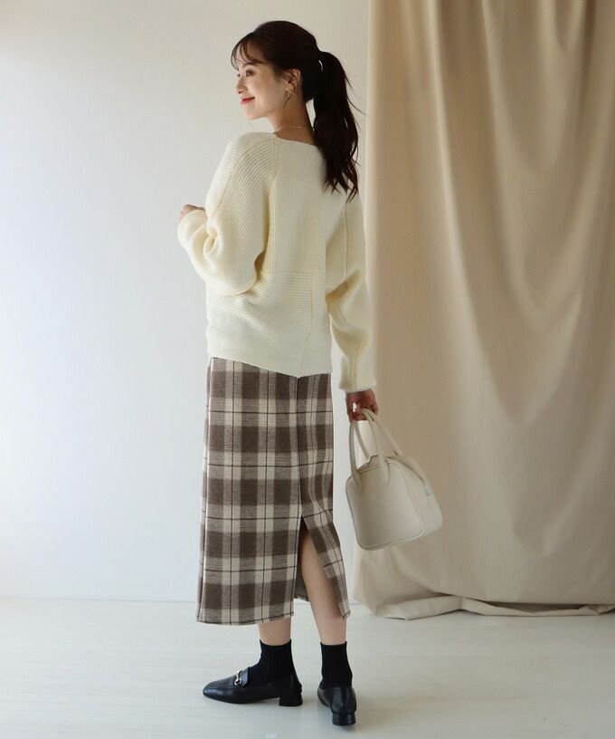 日本 BLUE EAST - 氣質修身學院風長裙-格紋-黑