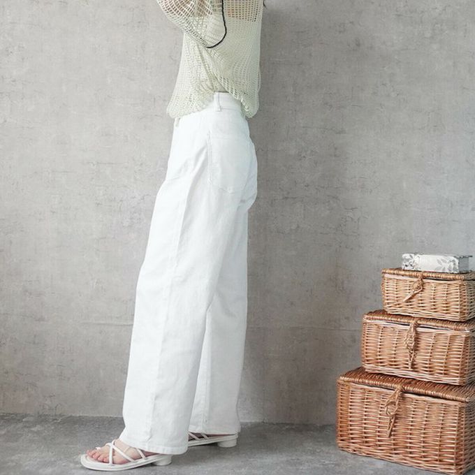 日本女裝代購 - 彈力修身高腰直筒丹寧褲(再生環保材質)-復古灰