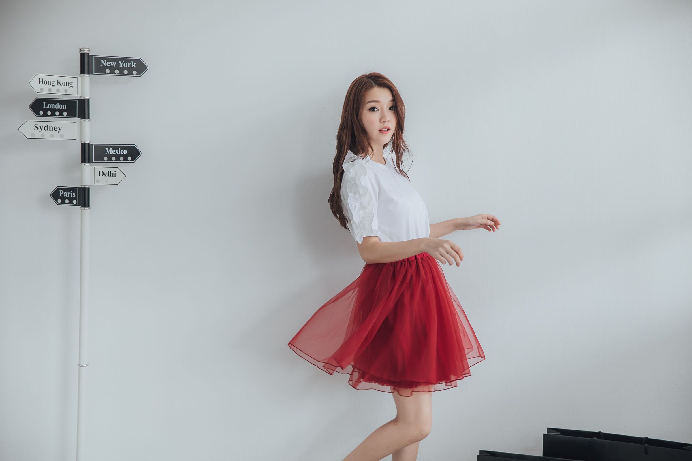 Peachy - 獨家訂製綿柔空氣紗裙-短裙款-性感酒紅 (F)