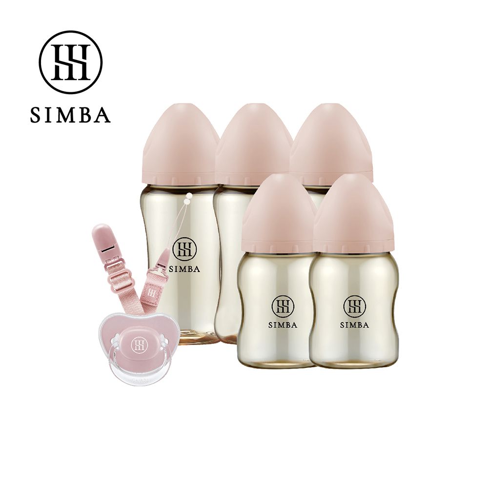 蘊蜜鉑金PPSU寬口奶瓶哺育安撫全能組-小流量新生適用-栗粉
