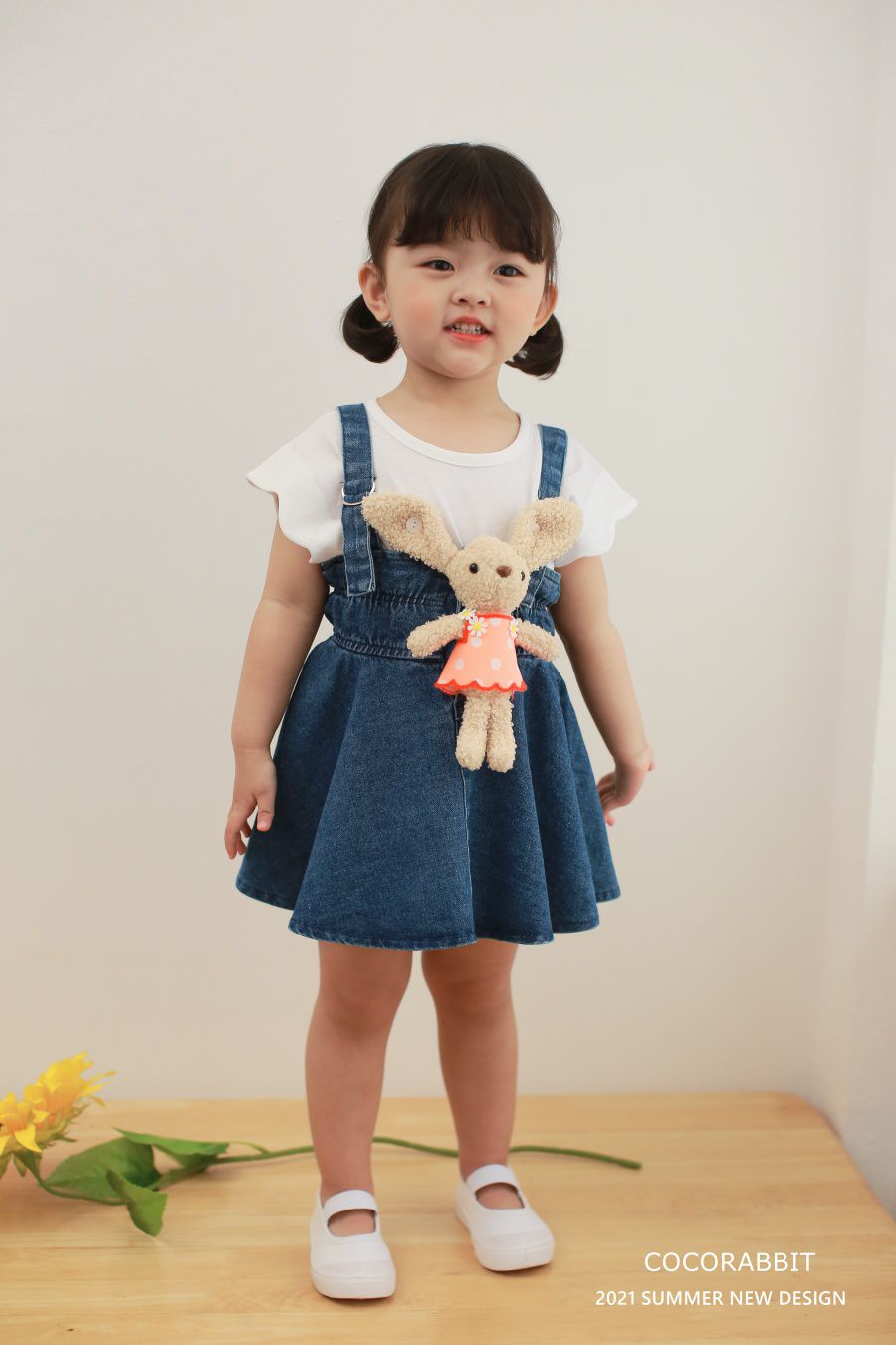 韓國 Coco Rabbit - 兔子娃娃花瓣袖T-象牙白