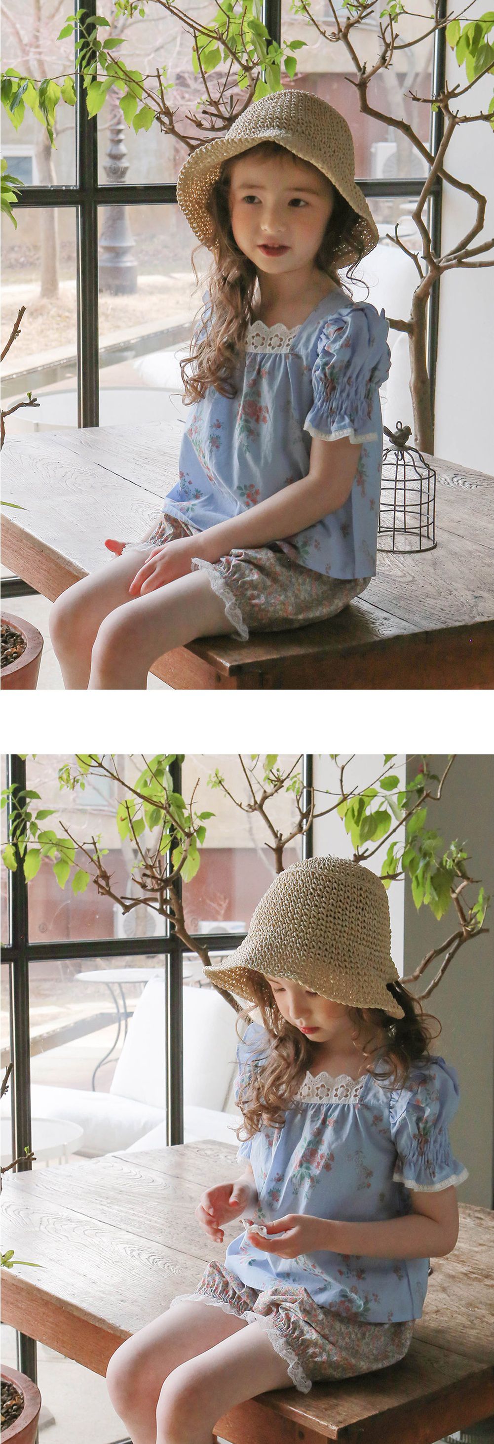 韓國 PuellaFLO - 碎花蕾絲燈籠褲-粉紅