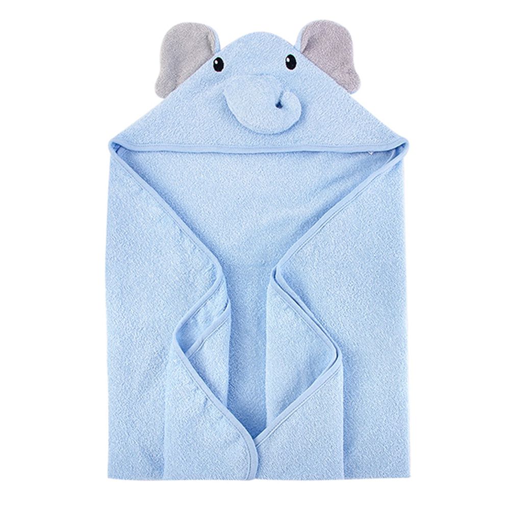 美國 Luvable Friends - 100% 純棉嬰幼兒動物造型連帽浴巾/包巾-藍色大象