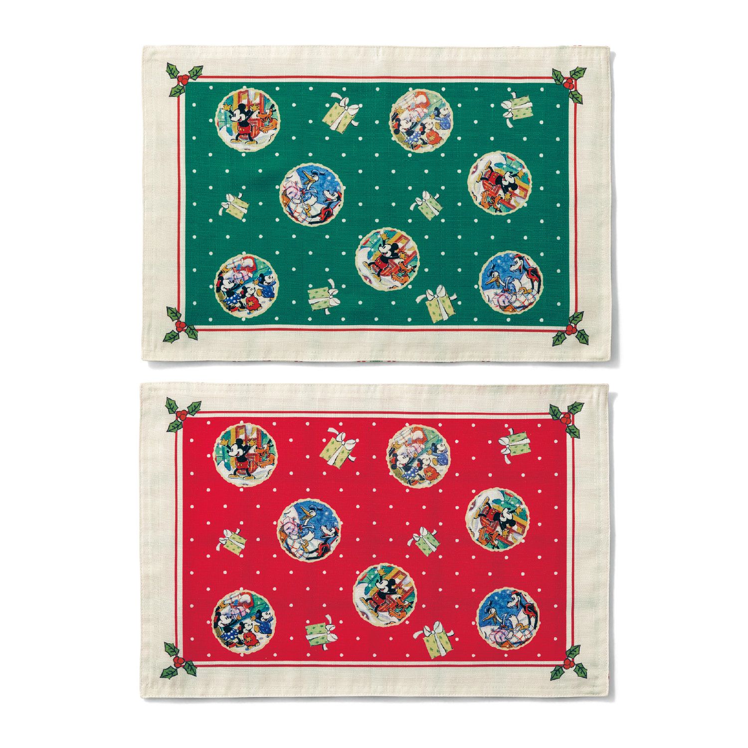 日本千趣會 - 迪士尼 防潑水餐墊兩入組-聖誕節-米奇與好友