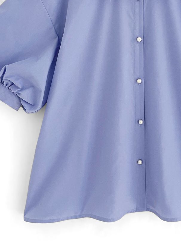 日本 GRL - 後綁帶翻領泡泡袖襯衫-米白 (F)