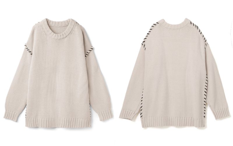 日本 GRL - 縫線感設計針織毛衣-天使白