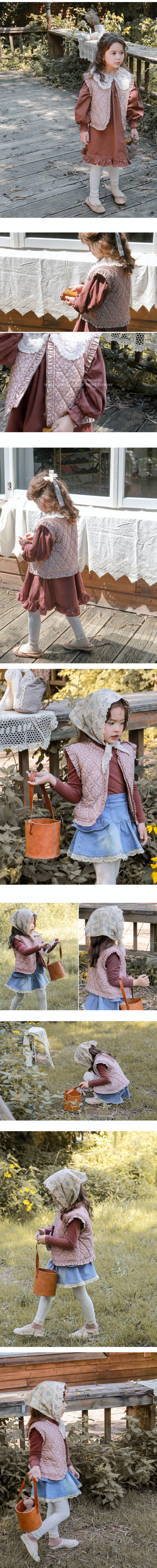 韓國 Puellaflo - 滿天星小花保暖背心-粉