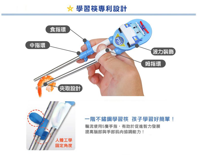 EDISON 愛迪生 - 韓國Poli-不鏽鋼兒童學習筷  (韓國原裝進口)-粉色 (安寶)