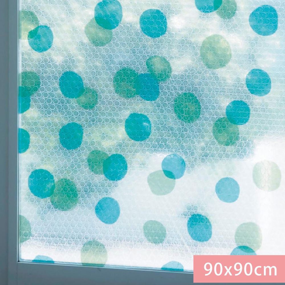 日本千趣會 - 日本製 95%抗UV光影窗貼(氣泡黏貼式)-藍綠點點