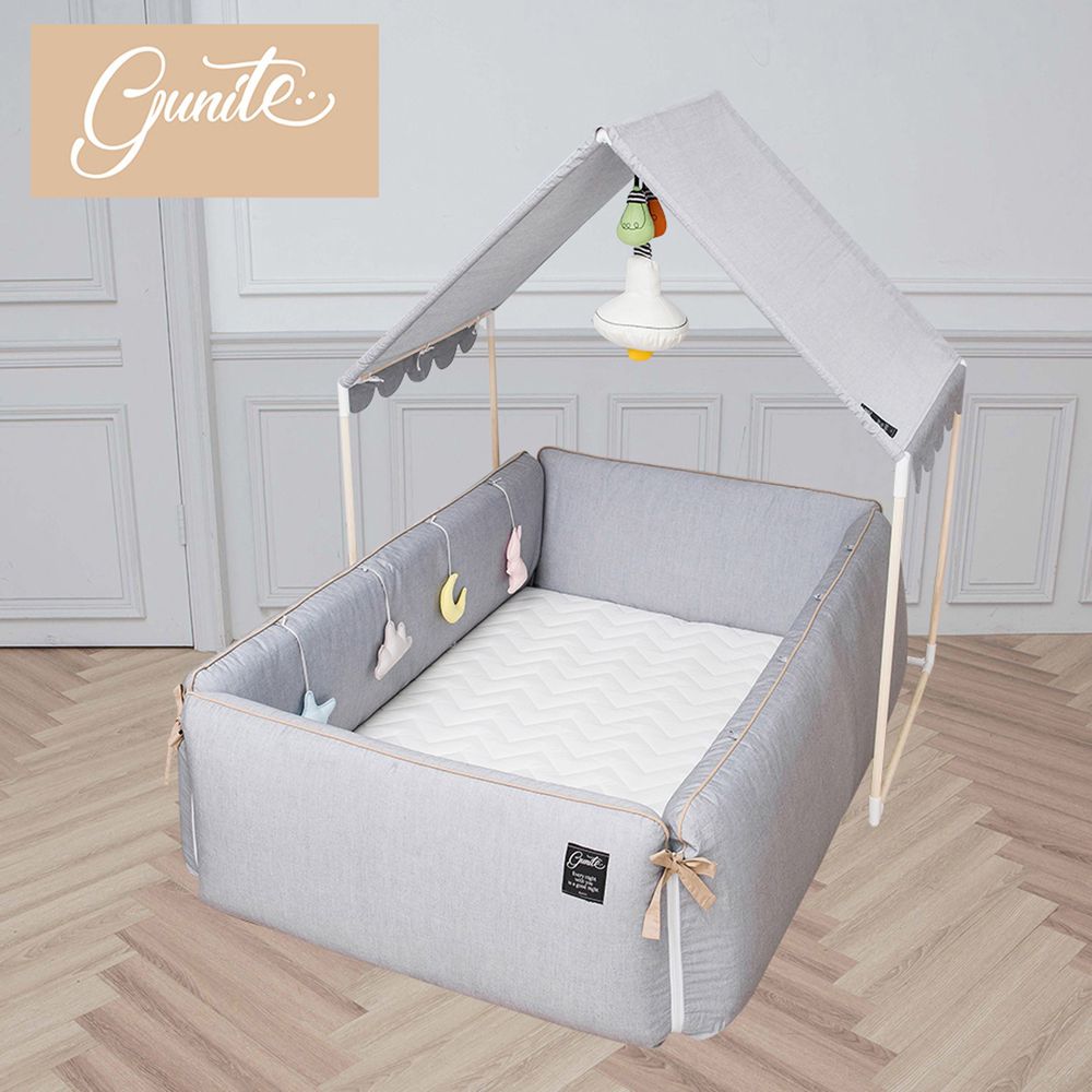 gunite - 落地式沙發嬰兒陪睡床0-6歲-全套組-北歐灰
