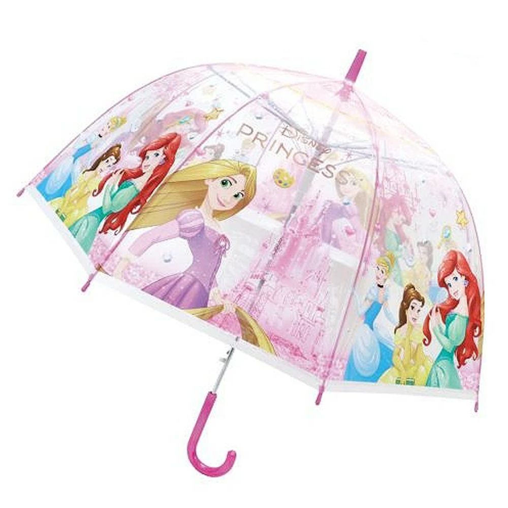 小孩最愛印花透明直傘-最愛的公主們-粉紅 (親骨55cm)