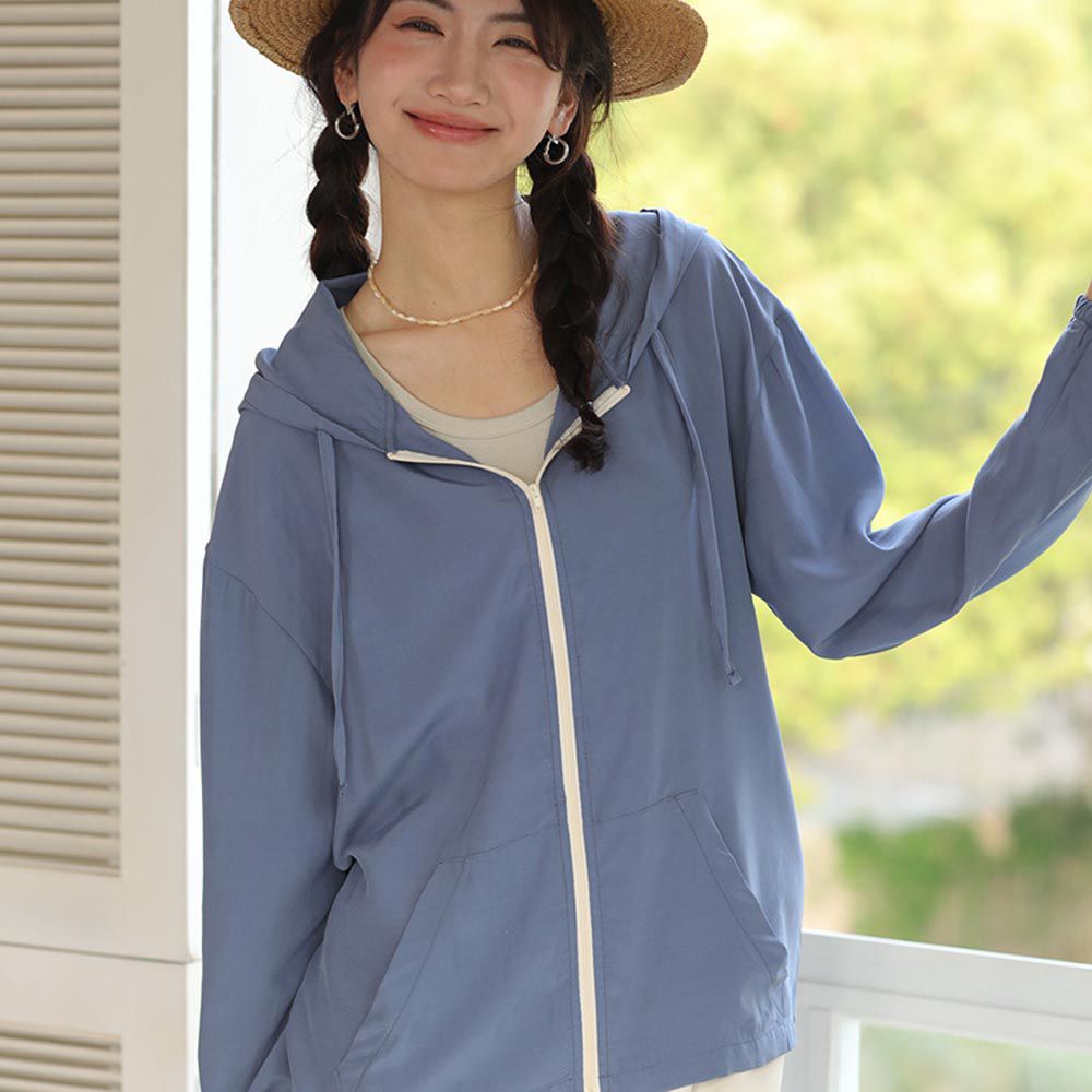 KPUWARM - 夏季薄款防曬連帽外套-藍色