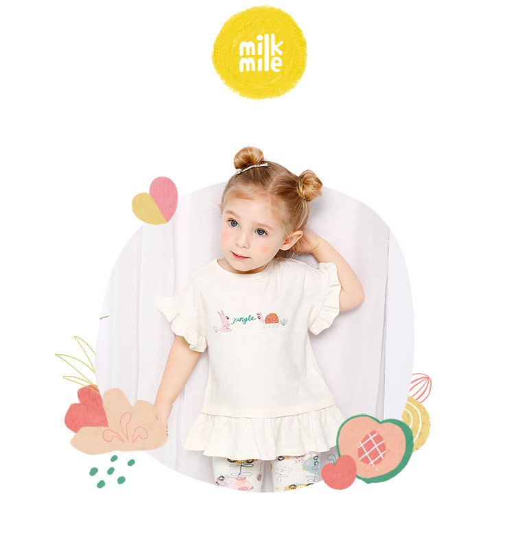 韓國 milk mile - 荷葉袖兔子與蝸牛上衣