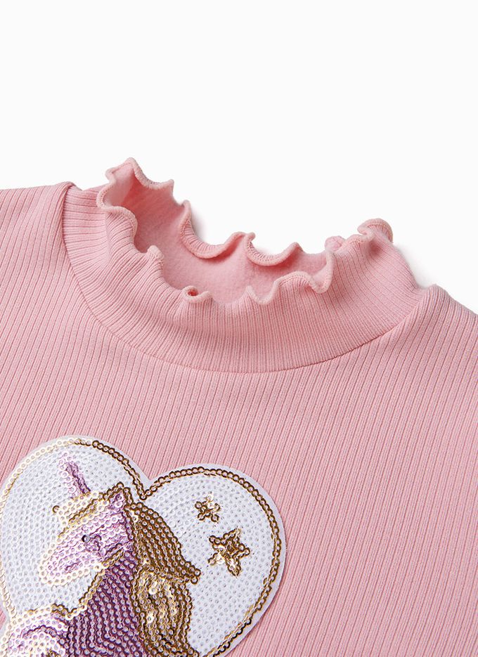 韓國 OZKIZ - 亮片獨角獸拼接繽紛網紗洋裝-粉