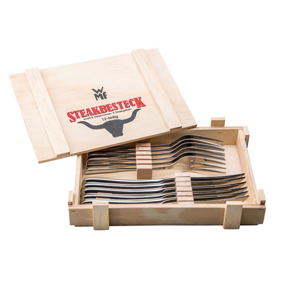 德國 WMF - 牛排餐具木盒裝12件刀叉組
