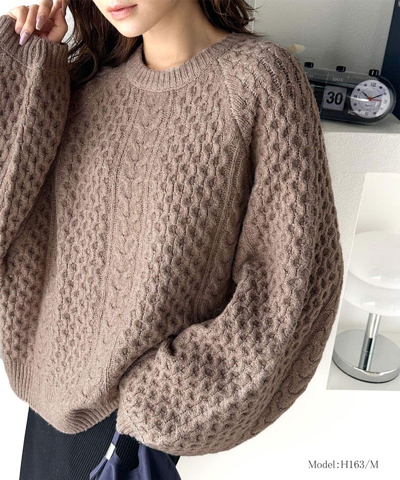 日本 Classical Elf - 百搭粗麻花編織落肩毛衣-草綠