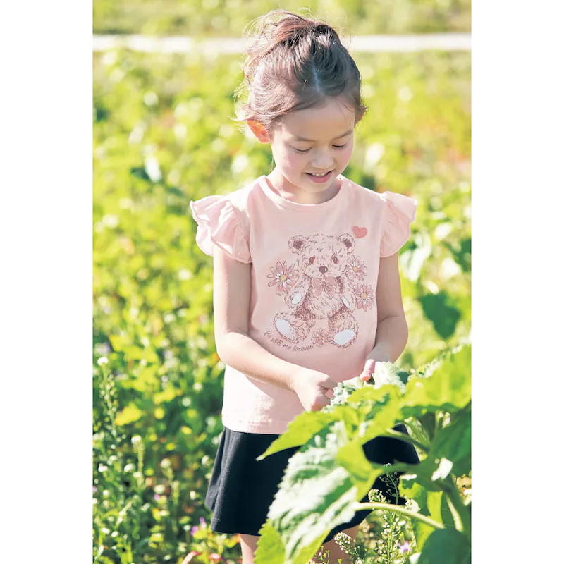 日本千趣會 - GITA 天竺棉印花荷葉無袖T-小雛菊-白