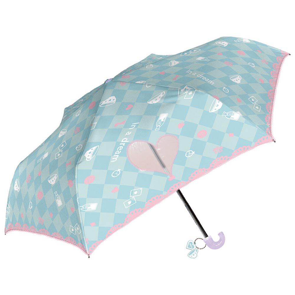 日本中谷 - 輕量透明窗兒童雨傘/折疊傘-格紋夢遊-薄荷綠 (50cm(身高115-125cm))