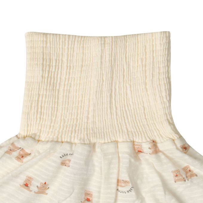 akachan honpo - 穿衣練習 短袖家居服-套頭式 小熊-象牙白色