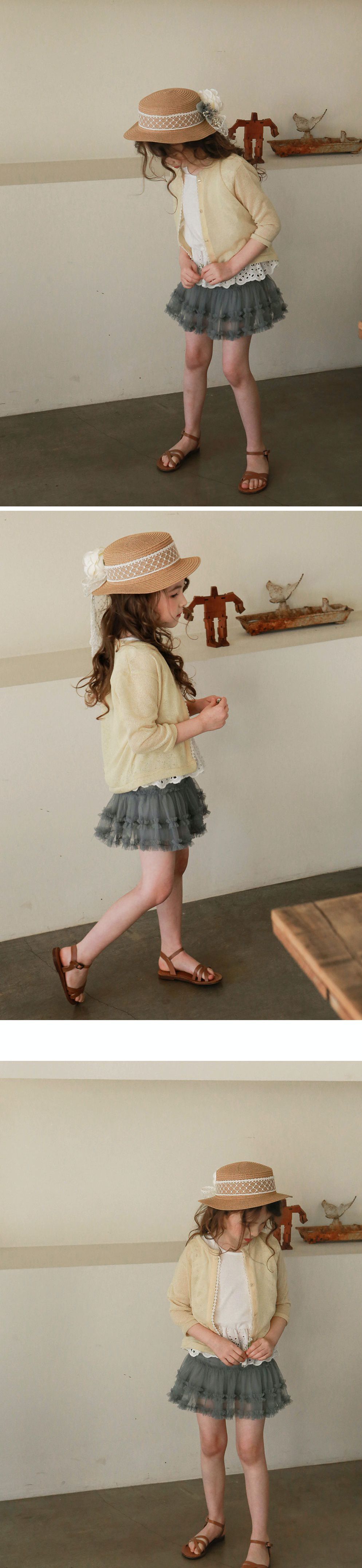 韓國 PuellaFLO - 細網紗蛋糕褲裙-綠