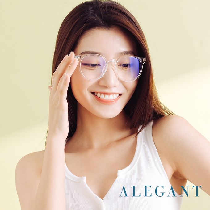 ALEGANT - 現代感澄雅透視圓框輕量TR90光學框UV400濾藍光眼鏡
