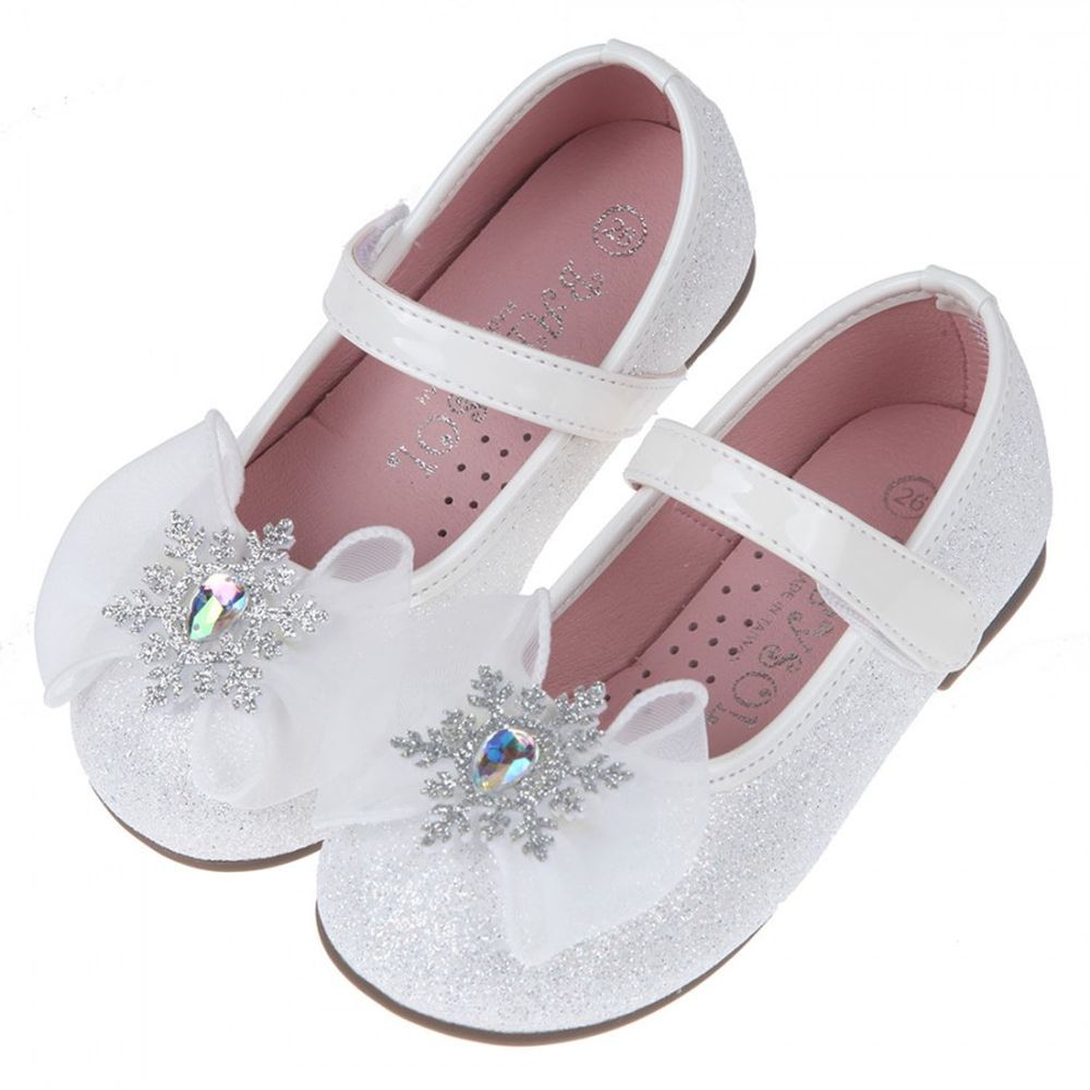 台灣製造 - 魔法水晶蝴蝶結白色兒童公主鞋