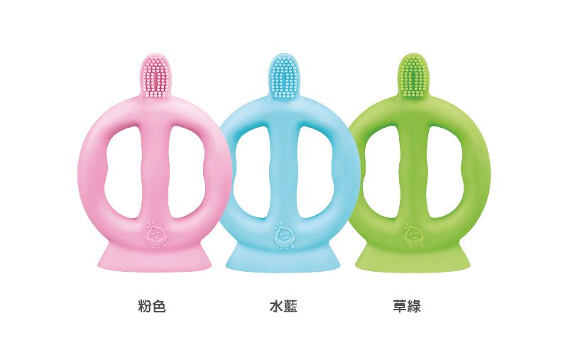 美國 green sprouts - 小綠芽有機可食用矽膠咬咬固齒器兼牙刷-水藍