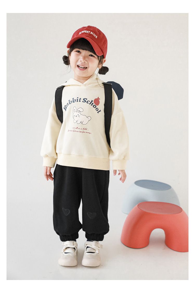 腰鬆緊百搭休閒束口長褲-愛心-粉色