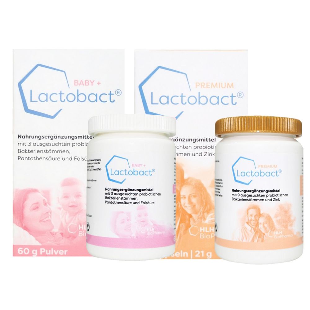 Lactobact® 德國萊德寶 - 【萊德寶全家餐】幼兒配方益生菌(0-8歲專用)+優質配方益生菌(8-60歲專用)-60g/盒;60顆/盒
