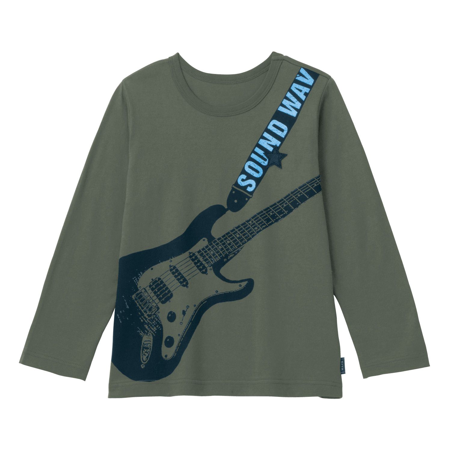 日本千趣會 - GITA 純棉輕薄舒適長T-幾何拼接小熊-杏