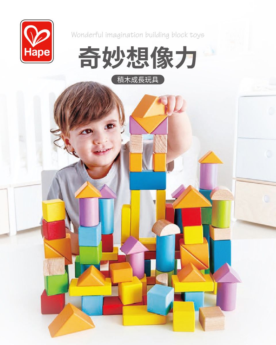 德國 Hape - 奇妙想像力木製積木桶(101件組)