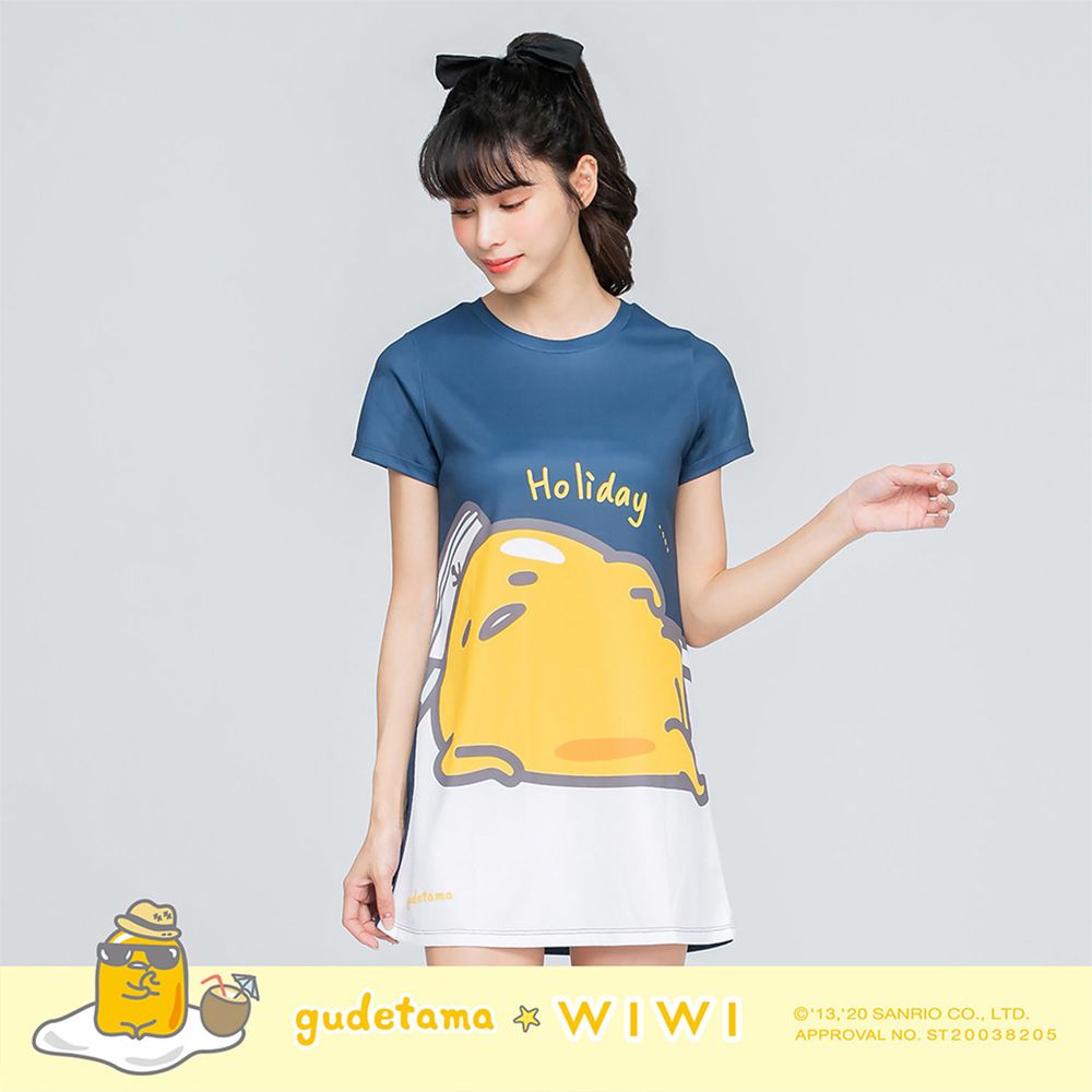 WIWI - 長版-慵懶蛋黃哥防曬排汗涼感衣-女-湛海藍