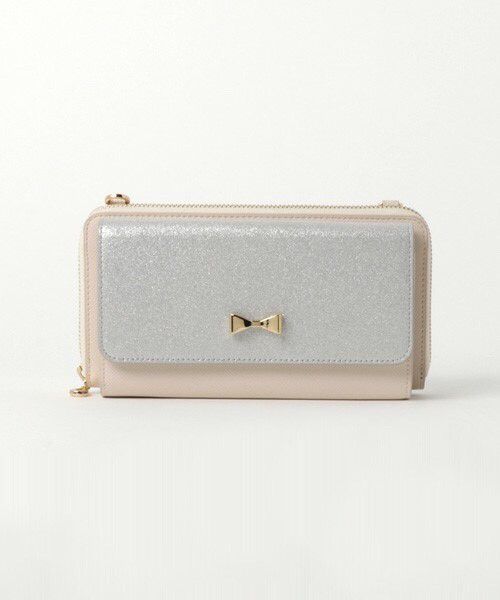 日本 cachecache - 3way蝴蝶結錢夾包-SIBE銀粉x粉